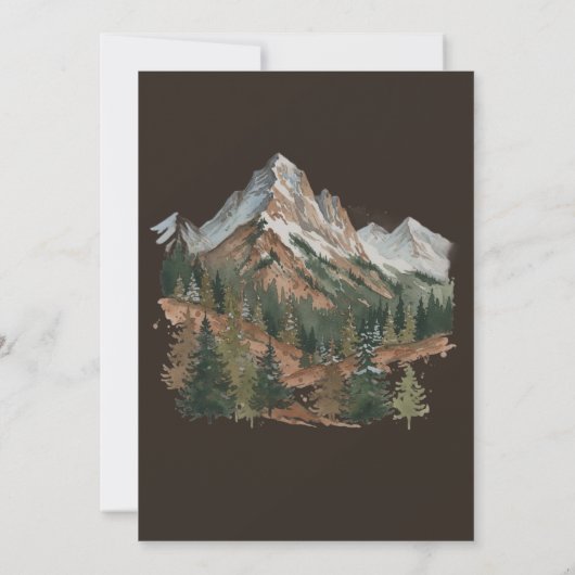 Rustic Snowy Mountain Landscape Watercolor Wedding 招待状 (裏面)