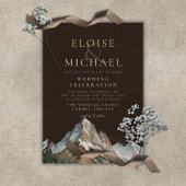 Rustic Snowy Mountain Landscape Watercolor Wedding 招待状