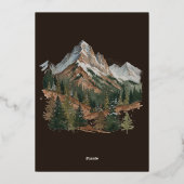 Rustic Snowy Mountain Landscape Watercolor Wedding 箔招待状 (裏面)