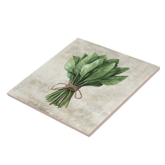 Rustic Sorrel Herb Faux Ceramic Tile タイル (側面)