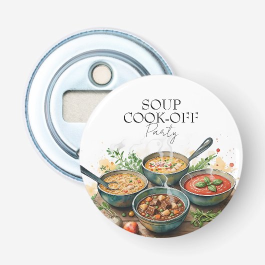 Rustic Soup Cook-Off Potluck Party Watercolor 栓抜き (正面)