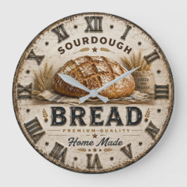 Rustic Sourdough Bread Kitchen Artisan Bakery ラージ壁時計