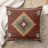 Rustic Southwestern Diamond Rug Terracotta Sage クッション (ブランケット)