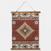 Rustic Southwestern Diamond Rug Terracotta Sage 吊り下げ型タペストリー (正面)