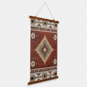 Rustic Southwestern Diamond Rug Terracotta Sage 吊り下げ型タペストリー (傾斜あり)