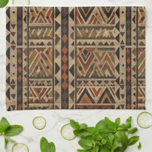 Rustic Southwestern Stripe Pattern (2) キッチンタオル (折り畳み)