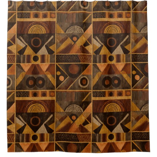 Rustic Southwestern Stripe Pattern (4) シャワーカーテン (正面)