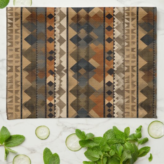 Rustic Southwestern Stripe Pattern (6) キッチンタオル (折り畳み)