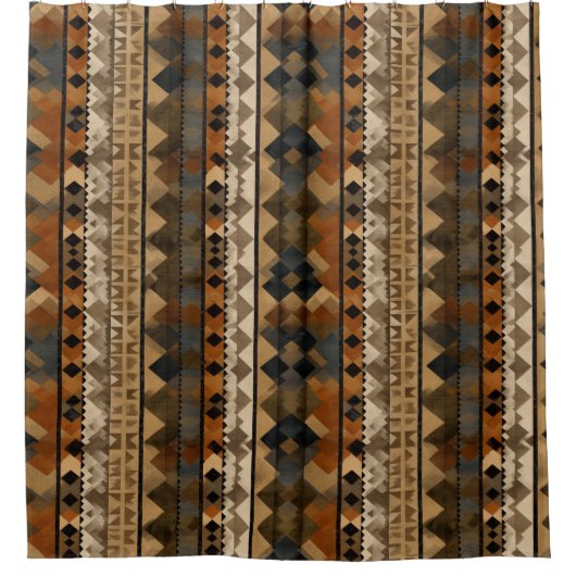Rustic Southwestern Stripe Pattern (6) シャワーカーテン (正面)
