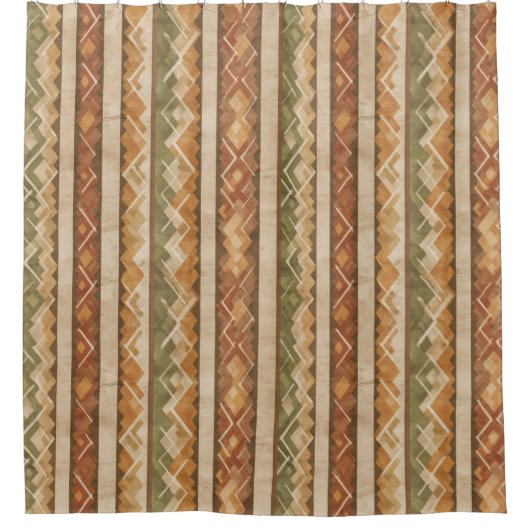 Rustic Southwestern Stripe Pattern (7) シャワーカーテン (正面)