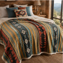 Rustic Southwestern Teal Terracotta Navy Geometric