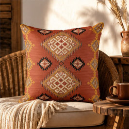 Rustic Southwestern Tribal Diamond Boho Aztec クッション
