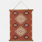Rustic Southwestern Tribal Diamond Boho Aztec 吊り下げ型タペストリー (正面)