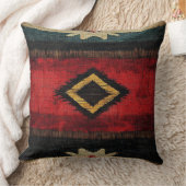 Rustic Southwestern Woven Red, Black & Turquoise クッション (ブランケット)