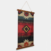 Rustic Southwestern Woven Red, Black & Turquoise 吊り下げ型タペストリー (傾斜あり)