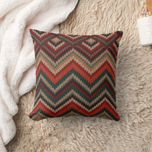 Rustic Southwestern Zigzag Throw Pillow クッション (ブランケット)
