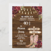 Rustic spanish se buscan adult woman birthday  招待状 (正面)