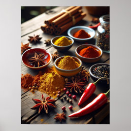 Rustic Spice Kitchen Wall Art Poster ポスター