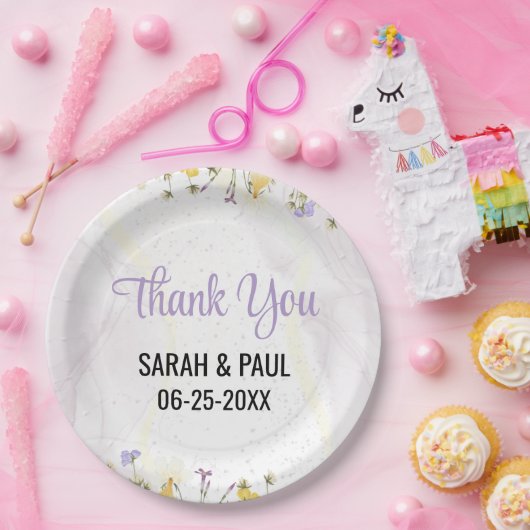 Rustic Spring Floral Elegant wedding ペーパープレート (パーティー)