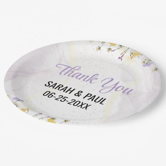 Rustic Spring Floral Elegant wedding ペーパープレート (アングル)