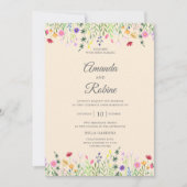 Rustic Spring Floral Wildflower Garden Wedding 招待状 (正面)