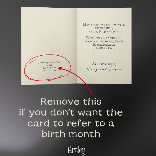 Rustic Stamped Water Lily July Birth Flower Linen カード