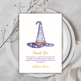 Rustic Star Little Boo Witch Hat Baby Shower サンキューカード