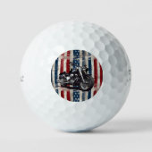 Rustic Stars and Stripes Motorcycle Golf Balls ゴルフボール (正面)