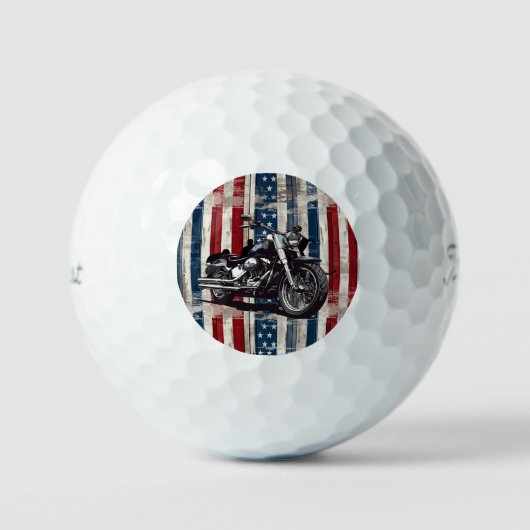 Rustic Stars and Stripes Motorcycle Golf Balls ゴルフボール (正面)