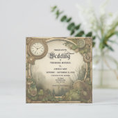 Rustic Steampunk Gears Wedding Invitation 招待状 (スタンド正面)