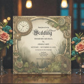 Rustic Steampunk Gears Wedding Invitation 招待状