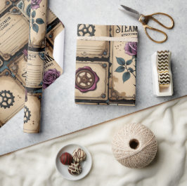 Rustic Steampunk Roses Wrapping Paper ラッピングペーパー