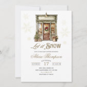 Rustic Storefront Let It Snow Boy Baby Shower 招待状 (正面)