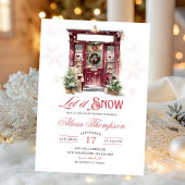 Rustic Storefront Let It Snow Girl Baby Shower 招待状