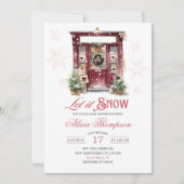 Rustic Storefront Let It Snow Girl Baby Shower 招待状 (正面)