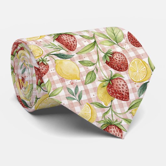 Rustic Strawberry & Citrus Earthy Pattern (7) ネクタイ (ロール)
