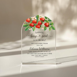 Rustic Strawberry Red Berry Sweet Baby Shower アクリル招待状