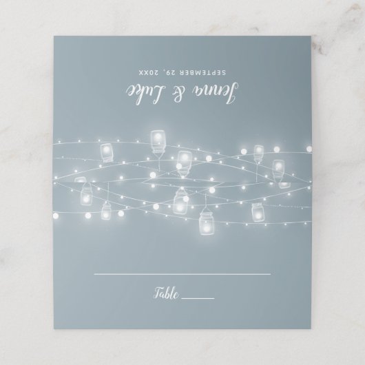 Rustic String Lights Folded Wedding Place Cards プレイスカード (外部開封)