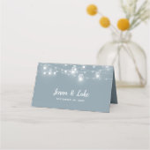 Rustic String Lights Folded Wedding Place Cards プレイスカード (裏面)