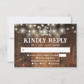 Rustic String Lights Horseshoes Western Wedding 出欠カード (正面)