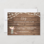 Rustic String Lights Peony Wedding RSVP (正面)