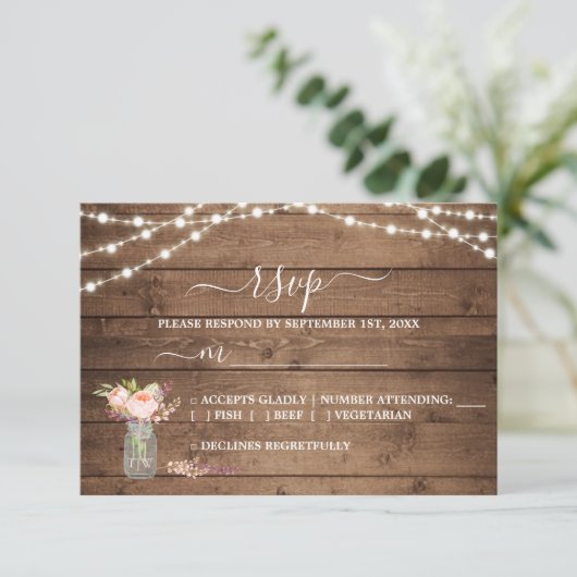 Rustic String Lights Peony Wedding RSVP (スタンド正面)