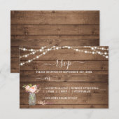 Rustic String Lights Peony Wedding RSVP (正面/裏面)