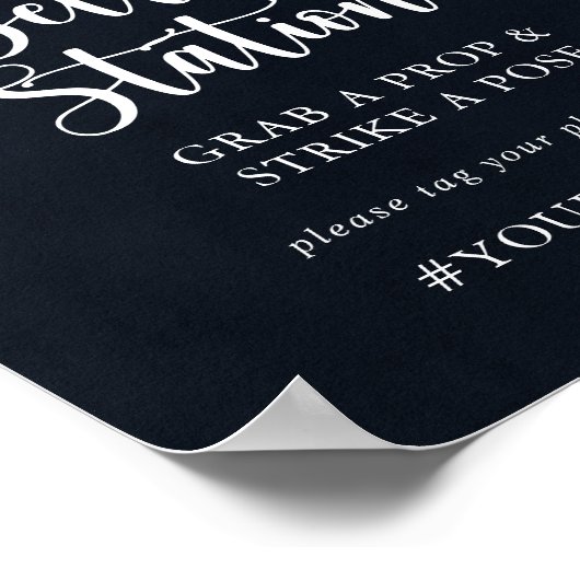 Rustic String Lights Selfie Station Sign ポスター (角)