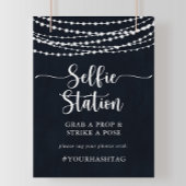 Rustic String Lights Selfie Station Sign ポスター