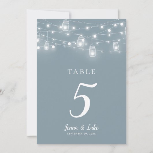 Rustic String Lights Wedding Table Numbers (正面)