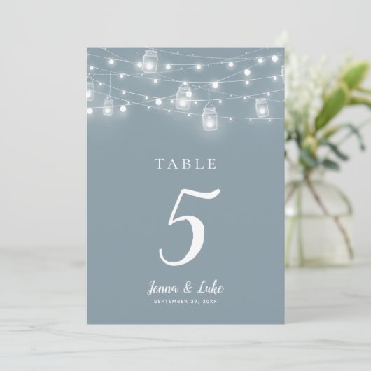 Rustic String Lights Wedding Table Numbers (スタンド正面)