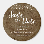 Rustic String of lights Wood Barn Save the date マグネット (正面)