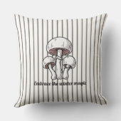 Rustic Striped Cushion with Mushrooms  クッション (裏面)