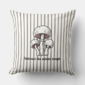 Rustic Striped Cushion with Mushrooms  クッション (正面)